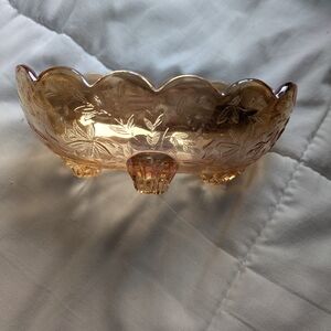 Vintage Amber Carnival Glass Dish - Louisa Iridescent by Jeanette